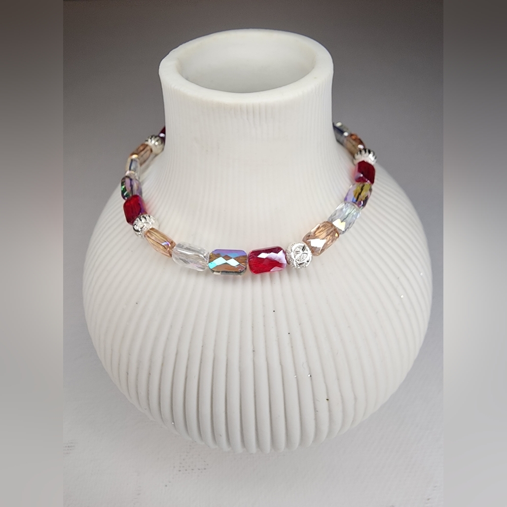 Stunning Aurora Borealis (AB) crystal/glass beaded bracelet